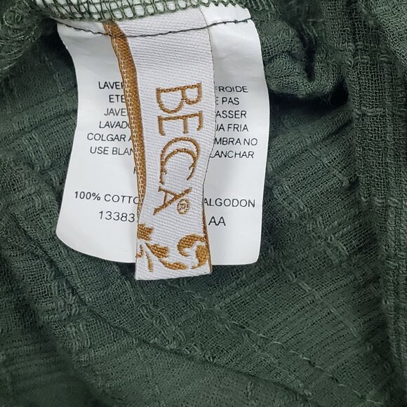 BECCA Playa Textured Collared Wrap Shirtdress Cover-Up Size Small Cactus Green - Picture 2 of 16